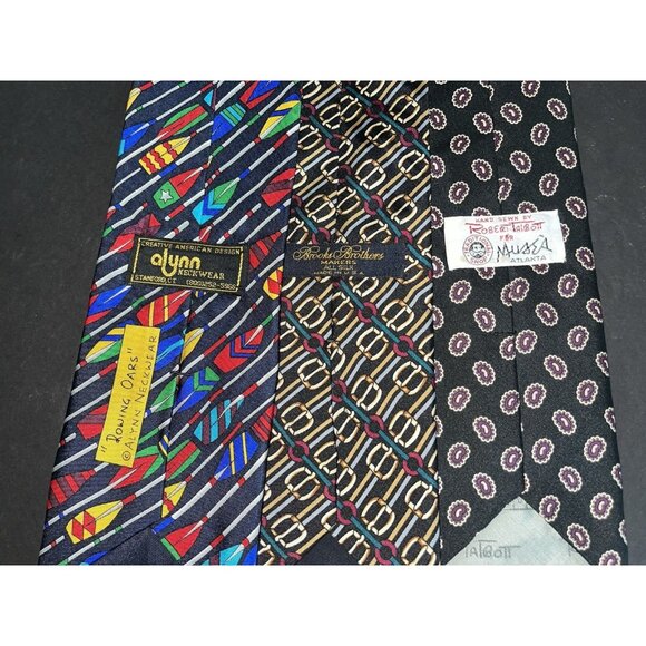 11 Mens Neck Ties Lot Several Silk Brooks Bros Robert Tatbott Yves Saint Laurent - Picture 4 of 11